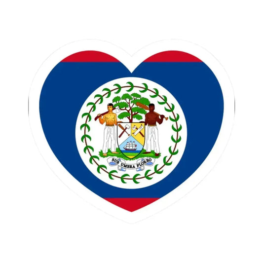 Heart Flag of Belize 1981-2019 - STICKER Vinyl Kiss-Cut Decal 2 Inch White - The Sticker Space
