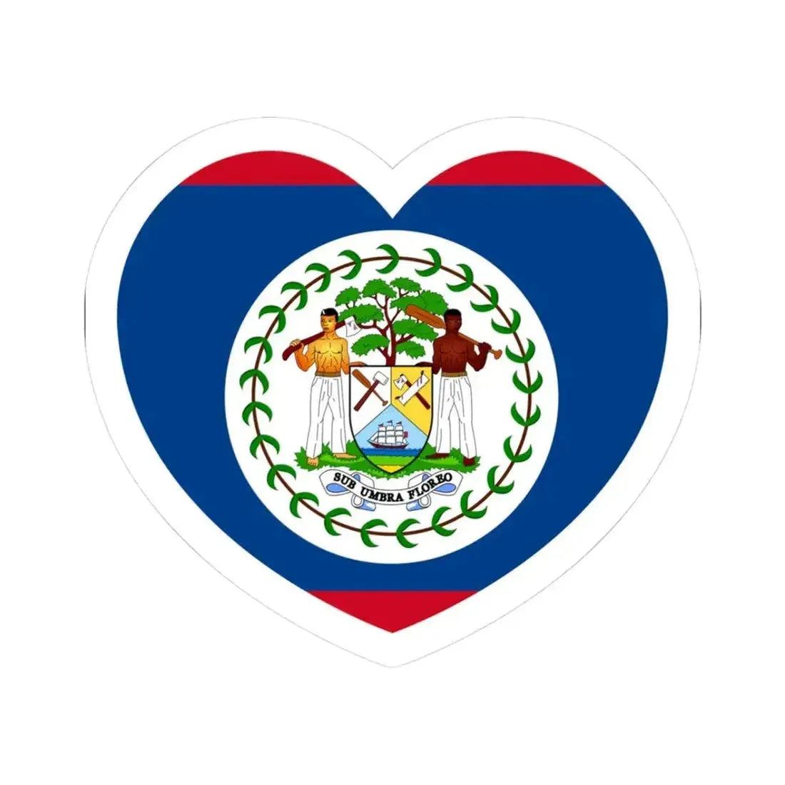 Heart Flag of Belize 1981-2019 - STICKER Vinyl Kiss-Cut Decal 3 Inch White - The Sticker Space