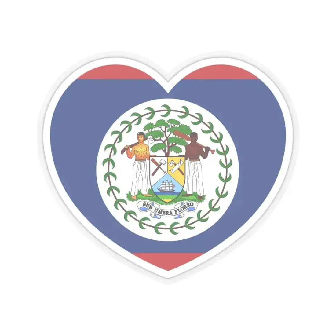 Heart Flag of Belize 1981-2019 - STICKER Vinyl Kiss-Cut Decal 4 Inch Transparent - The Sticker Space