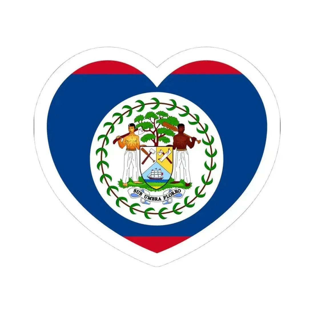 Heart Flag of Belize 1981-2019 - STICKER Vinyl Kiss-Cut Decal 4 Inch White - The Sticker Space