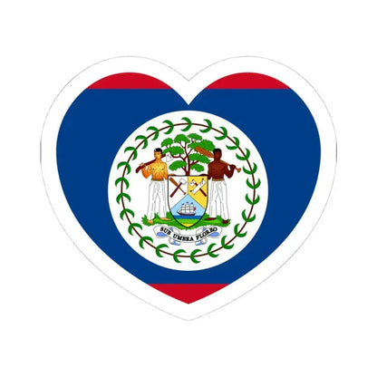 Heart Flag of Belize 1981-2019 - STICKER Vinyl Kiss-Cut Decal 4 Inch White - The Sticker Space