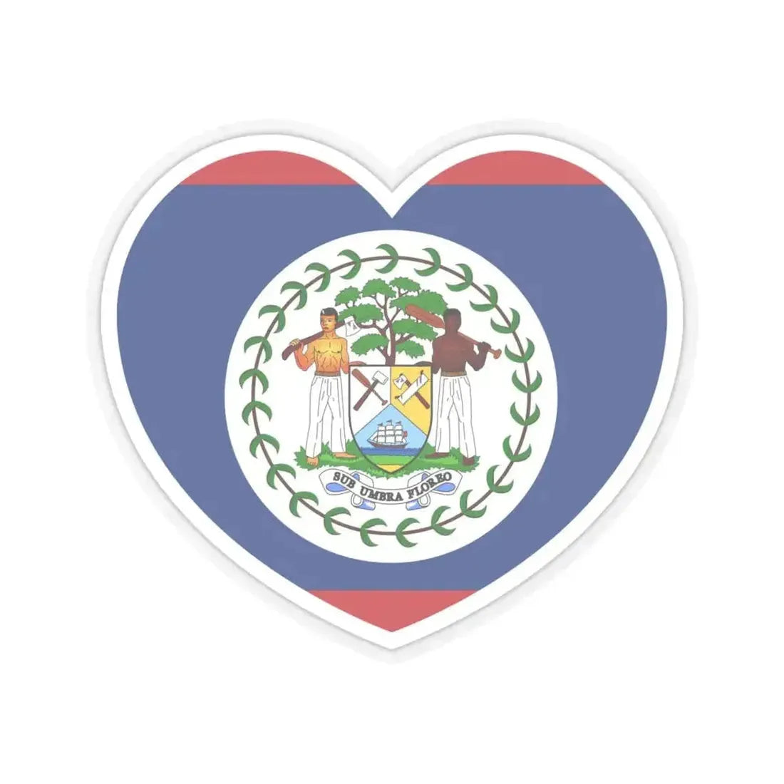 Heart Flag of Belize 1981-2019 - STICKER Vinyl Kiss-Cut Decal 6 Inch Transparent - The Sticker Space
