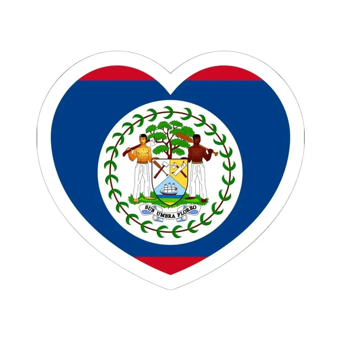 Heart Flag of Belize 1981-2019 - STICKER Vinyl Kiss-Cut Decal 6 Inch White - The Sticker Space