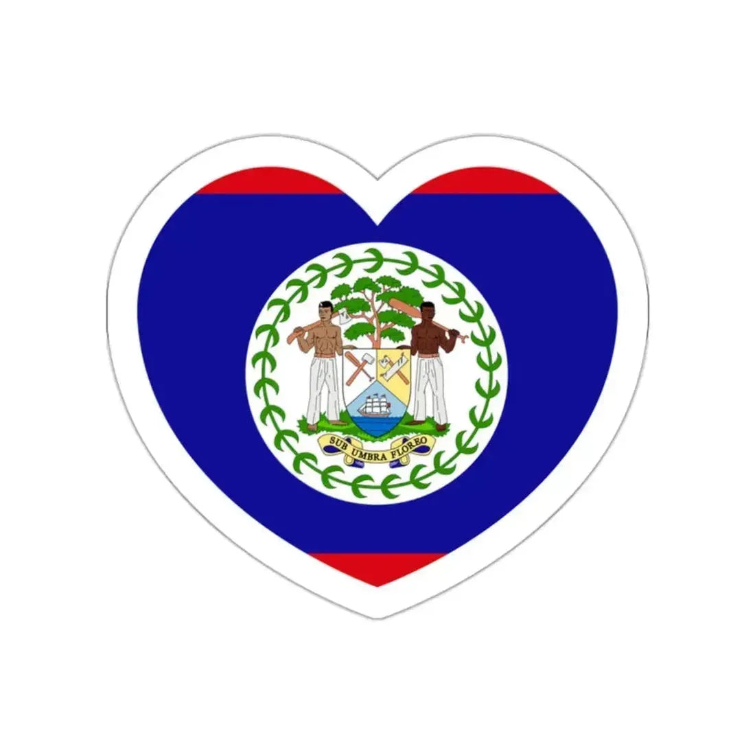 Heart Flag of Belize - STICKER Vinyl Die-Cut Decal White Die-Cut 2 Inch - The Sticker Space