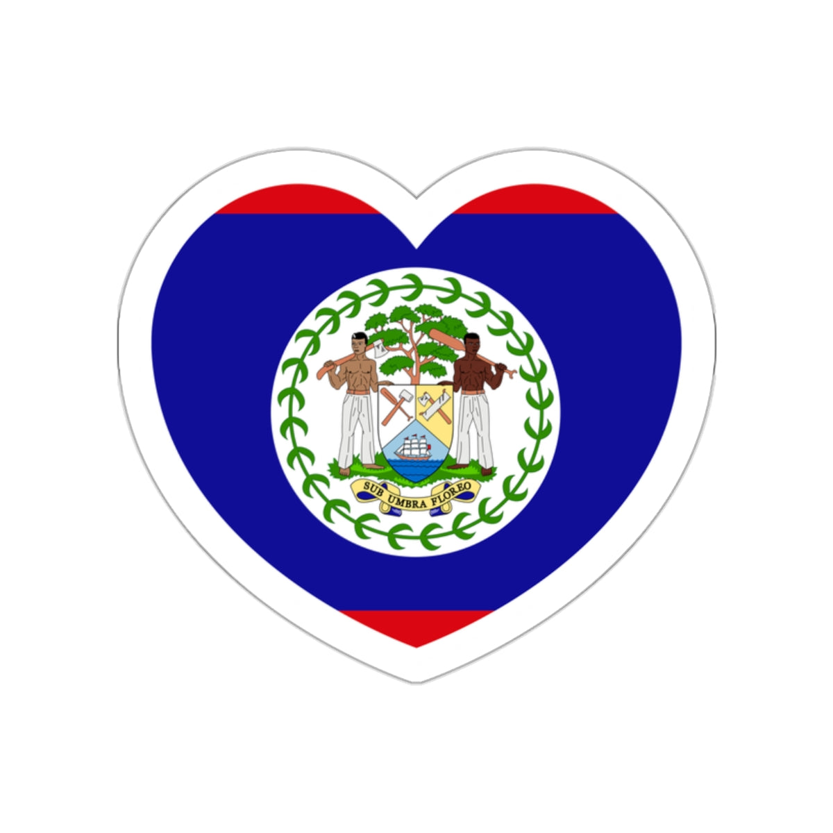 Heart Flag of Belize - STICKER Vinyl Die-Cut Decal-White-The Sticker Space