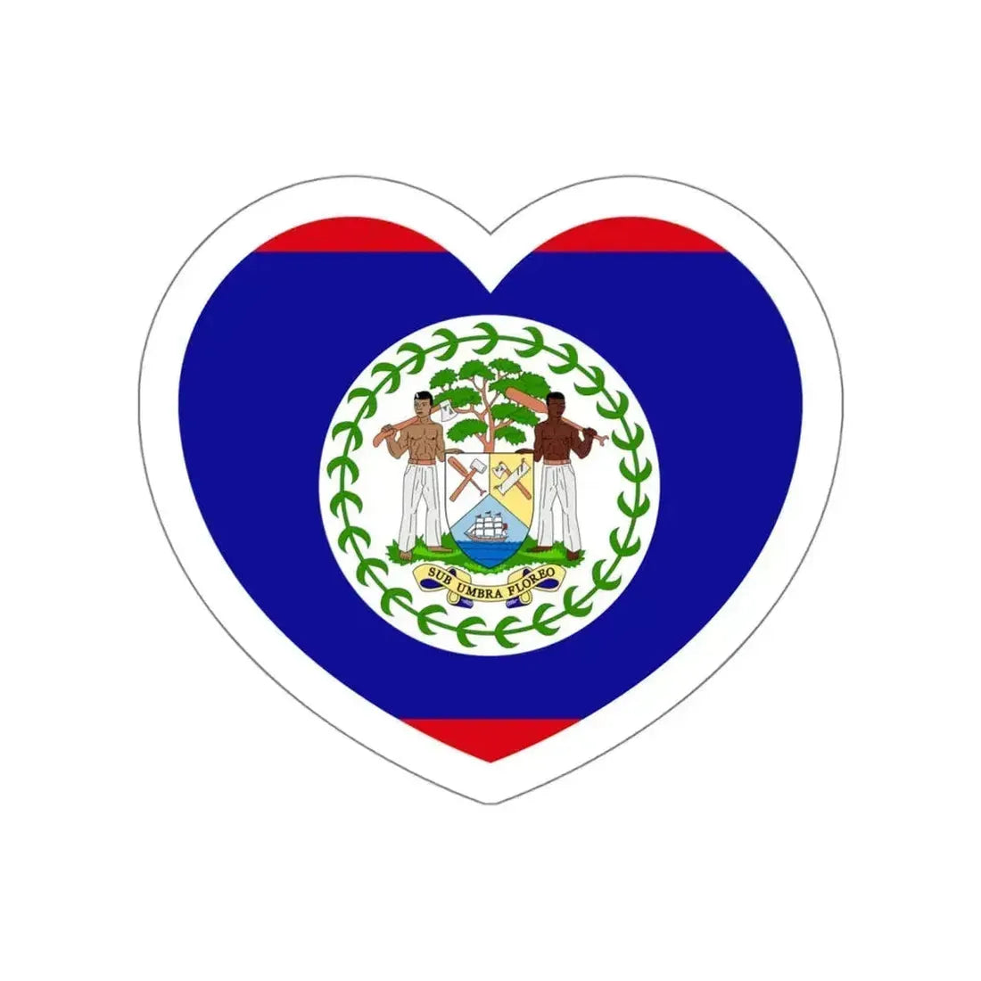 Heart Flag of Belize - STICKER Vinyl Die-Cut Decal White Die-Cut 4 Inch - The Sticker Space