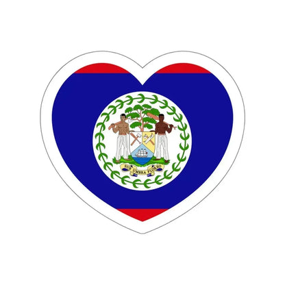 Heart Flag of Belize - STICKER Vinyl Die-Cut Decal White Die-Cut 5 Inch - The Sticker Space