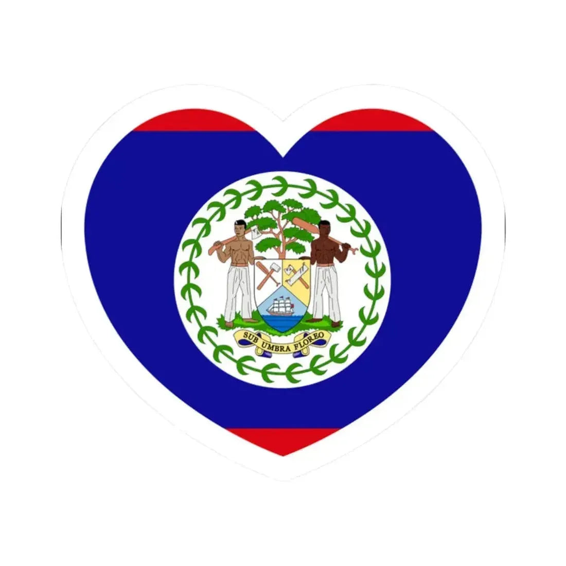 Heart Flag of Belize - STICKER Vinyl Kiss-Cut Decal 2 Inch White - The Sticker Space