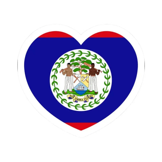 Heart Flag of Belize - STICKER Vinyl Kiss-Cut Decal 2 Inch White - The Sticker Space