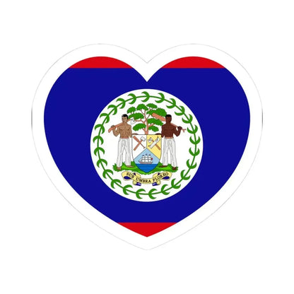 Heart Flag of Belize - STICKER Vinyl Kiss-Cut Decal 3 Inch White - The Sticker Space