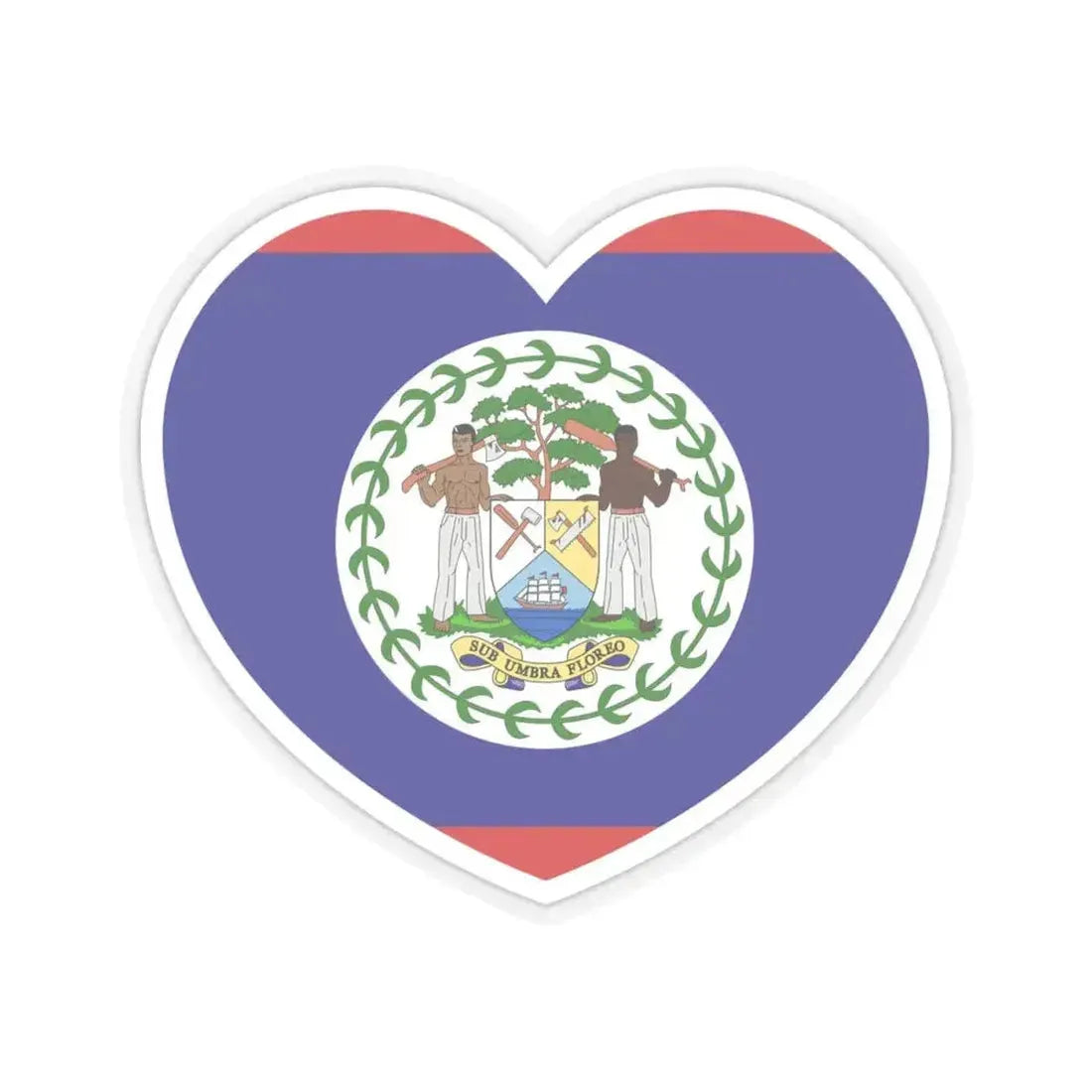 Heart Flag of Belize - STICKER Vinyl Kiss-Cut Decal 4 Inch Transparent - The Sticker Space