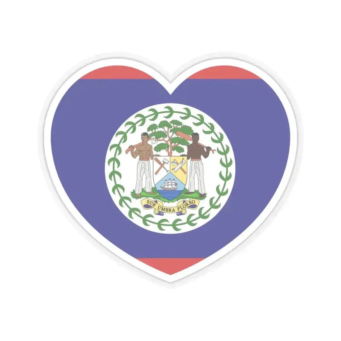 Heart Flag of Belize - STICKER Vinyl Kiss-Cut Decal 6 Inch Transparent - The Sticker Space