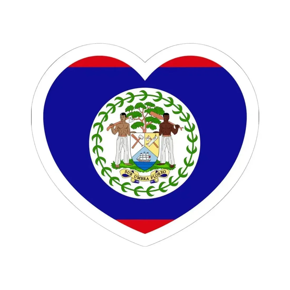 Heart Flag of Belize - STICKER Vinyl Kiss-Cut Decal 6 Inch White - The Sticker Space
