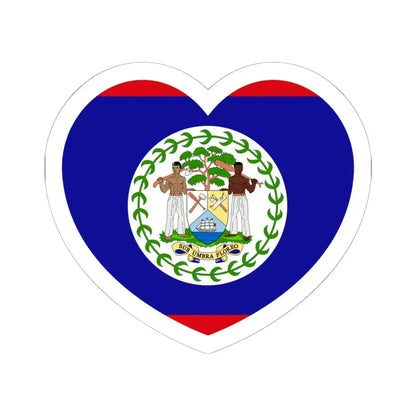 Heart Flag of Belize - STICKER Vinyl Kiss-Cut Decal 6 Inch White - The Sticker Space