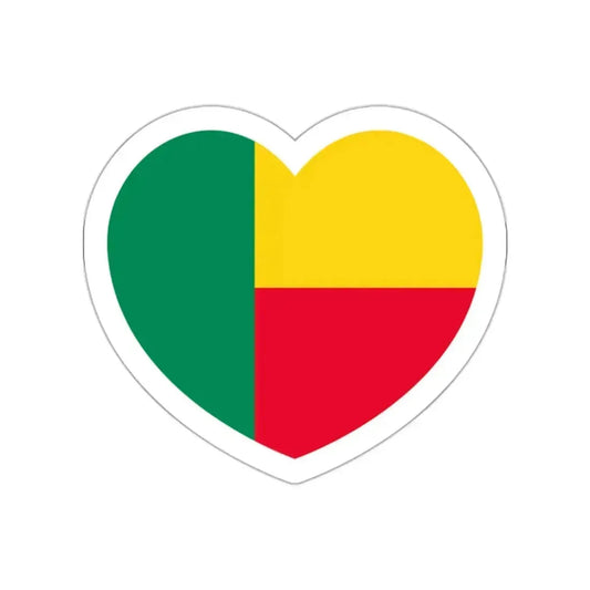 Heart Flag of Benin - STICKER Vinyl Die-Cut Decal White Die-Cut 2 Inch - The Sticker Space