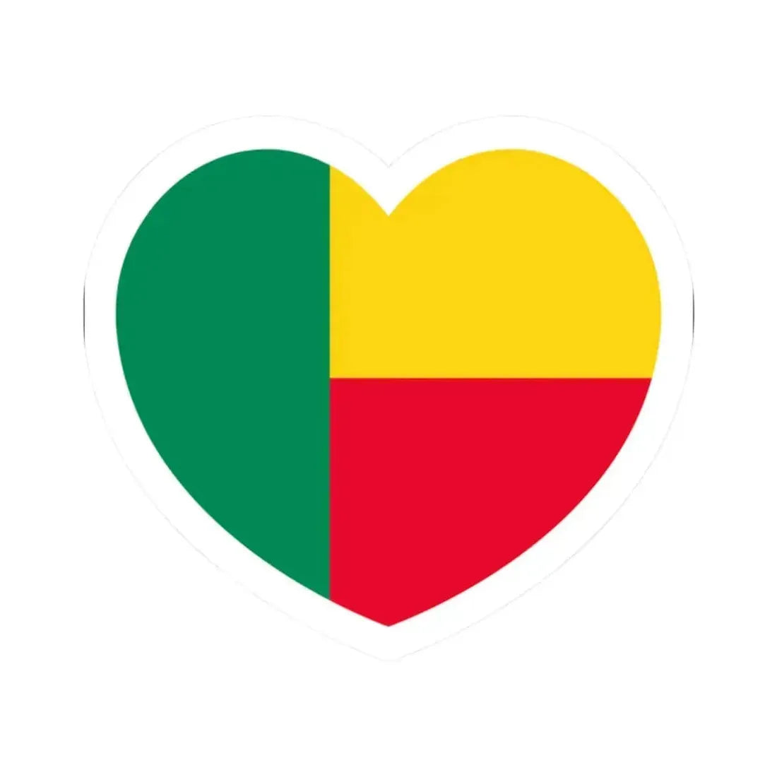 Heart Flag of Benin - STICKER Vinyl Kiss-Cut Decal 2 Inch White - The Sticker Space