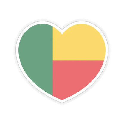 Heart Flag of Benin - STICKER Vinyl Kiss-Cut Decal 6 Inch Transparent - The Sticker Space