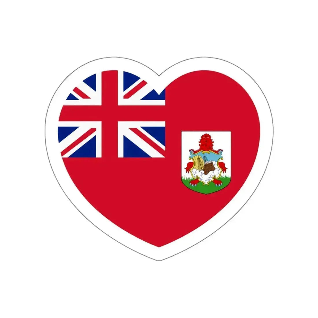 Heart Flag of Bermuda 1910-1999 - STICKER Vinyl Die-Cut Decal White Die-Cut 5 Inch - The Sticker Space