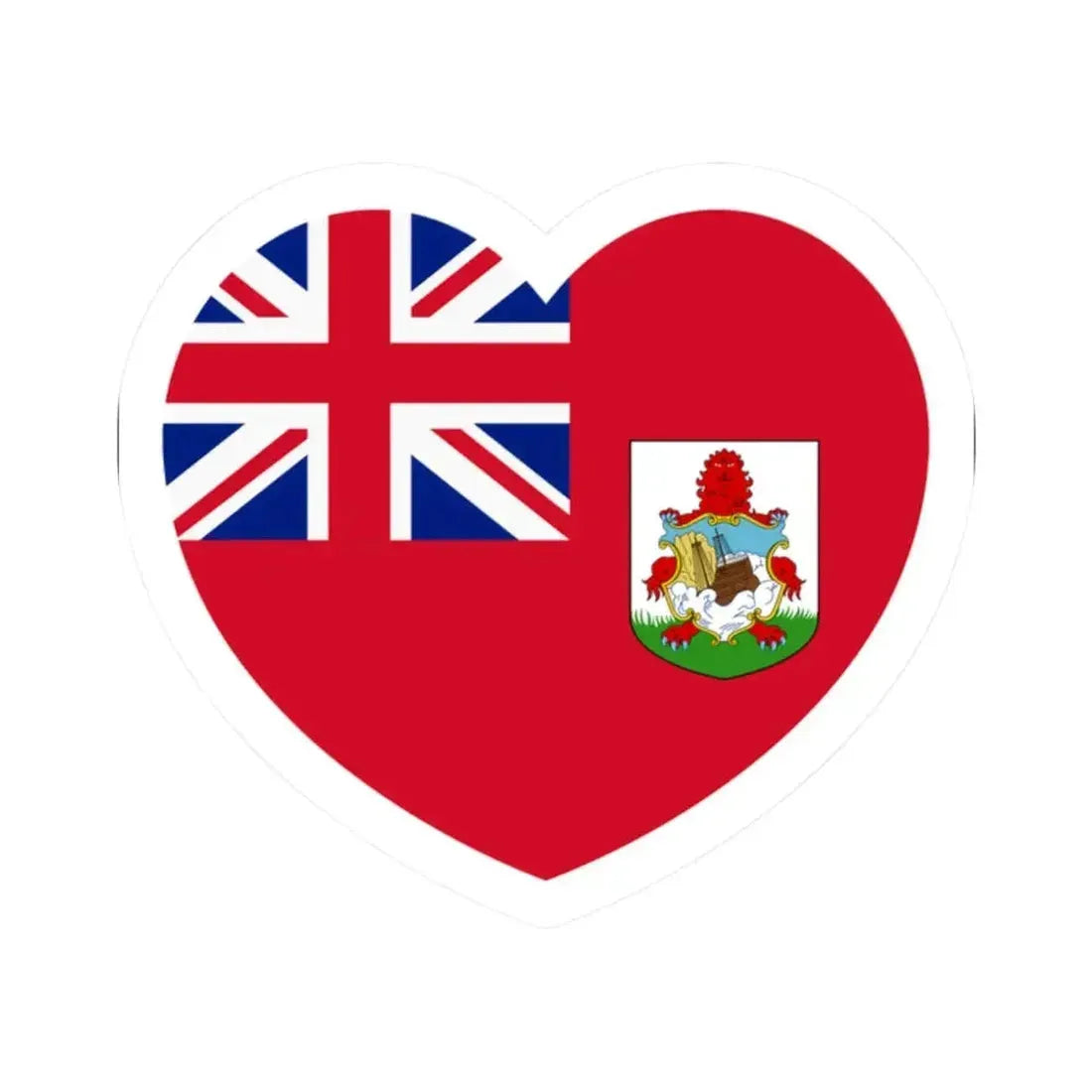 Heart Flag of Bermuda 1910-1999 - STICKER Vinyl Kiss-Cut Decal 2 Inch White - The Sticker Space