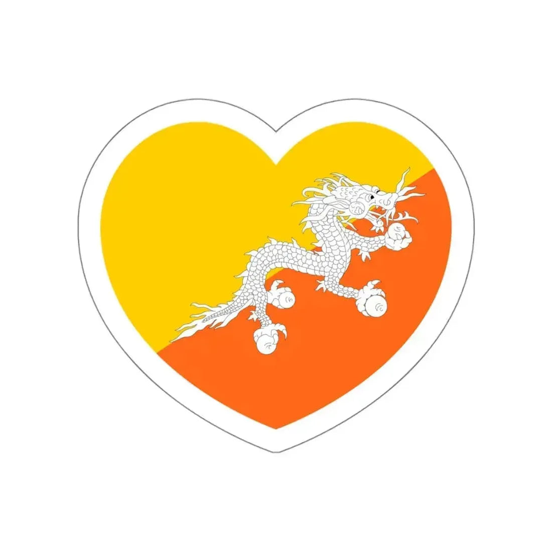 Heart Flag of Bhutan - STICKER Vinyl Die-Cut Decal White Die-Cut 5 Inch - The Sticker Space