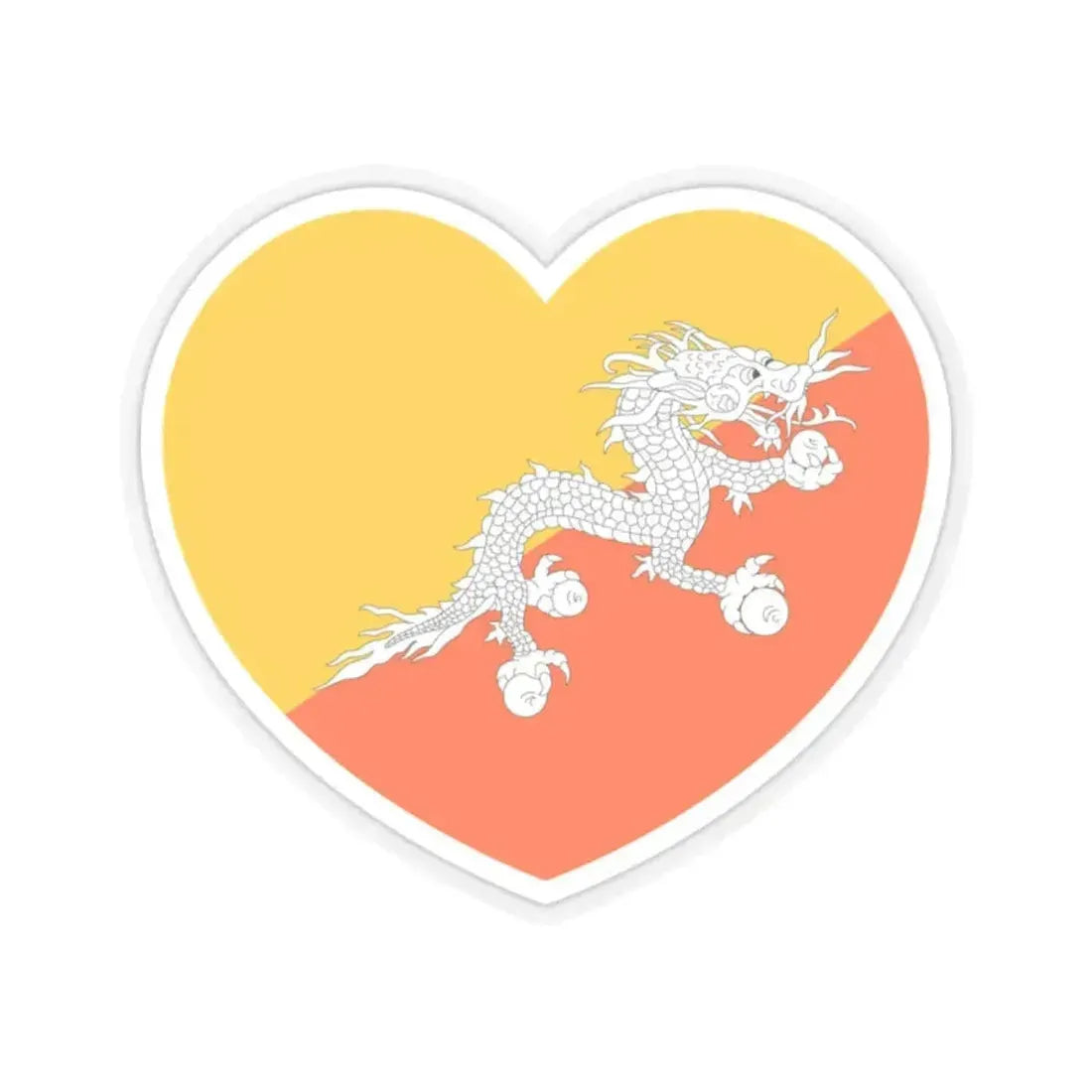 Heart Flag of Bhutan - STICKER Vinyl Kiss-Cut Decal 2 Inch Transparent - The Sticker Space