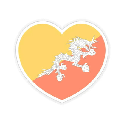 Heart Flag of Bhutan - STICKER Vinyl Kiss-Cut Decal 2 Inch Transparent - The Sticker Space