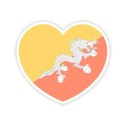 Heart Flag of Bhutan - STICKER Vinyl Kiss-Cut Decal 4 Inch Transparent - The Sticker Space