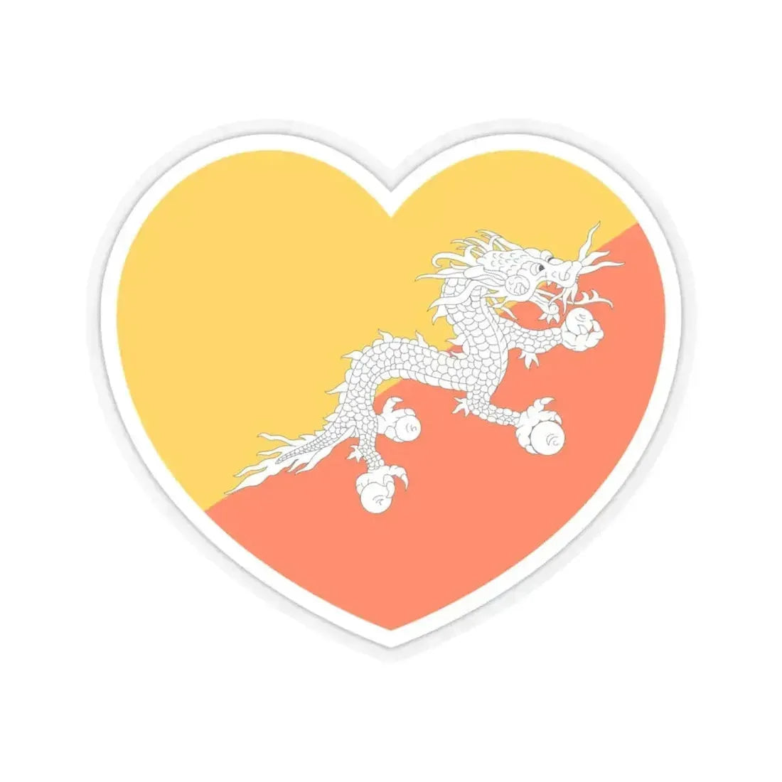 Heart Flag of Bhutan - STICKER Vinyl Kiss-Cut Decal 6 Inch Transparent - The Sticker Space
