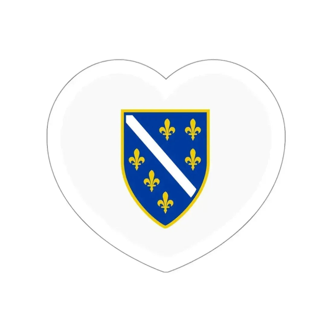 Heart Flag of Bosnia and Herzegovina 1992-1998 - STICKER Vinyl Die-Cut Decal White Die-Cut 3 Inch - The Sticker Space