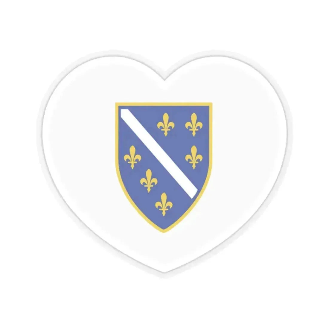 Heart Flag of Bosnia and Herzegovina 1992-1998 - STICKER Vinyl Kiss-Cut Decal 2 Inch Transparent - The Sticker Space