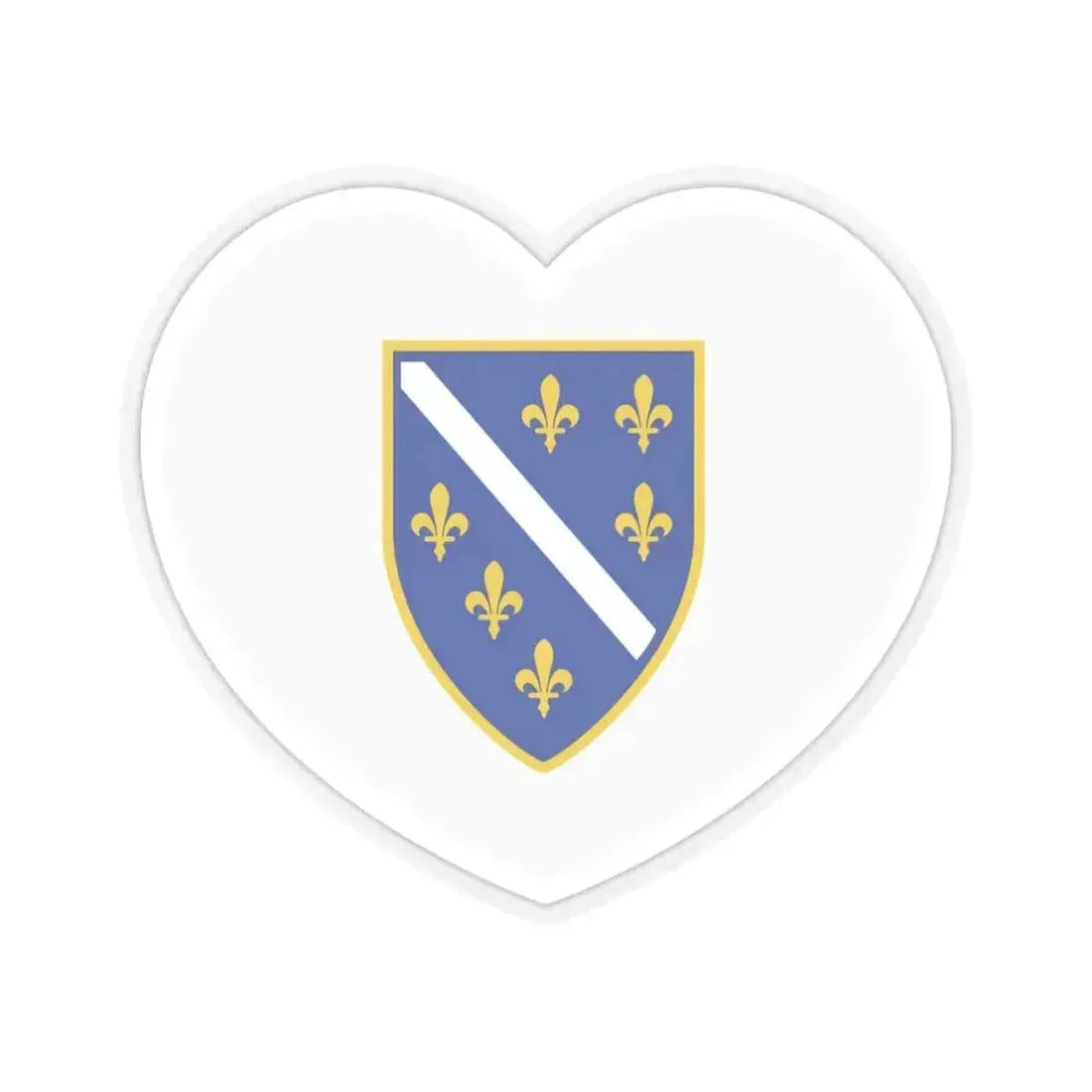 Heart Flag of Bosnia and Herzegovina 1992-1998 - STICKER Vinyl Kiss-Cut Decal 4 Inch Transparent - The Sticker Space