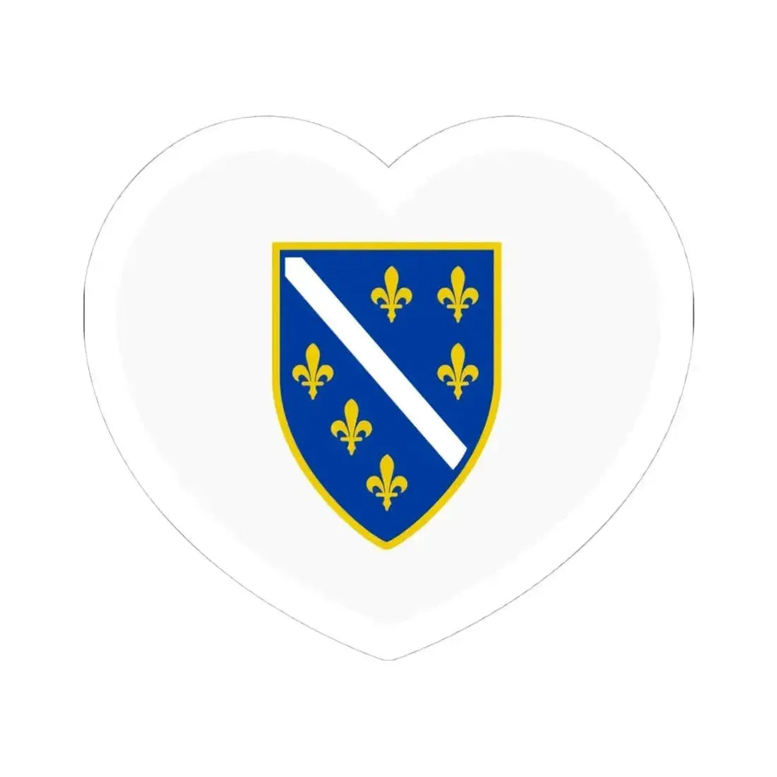 Heart Flag of Bosnia and Herzegovina 1992-1998 - STICKER Vinyl Kiss-Cut Decal 4 Inch White - The Sticker Space