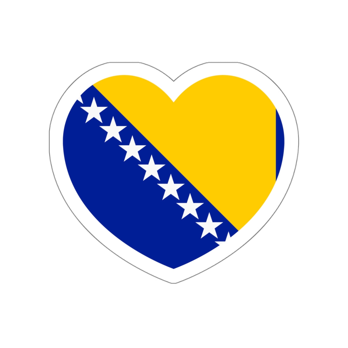 Heart Flag of Bosnia and Herzegovina - STICKER Vinyl Die-Cut Decal-White-The Sticker Space