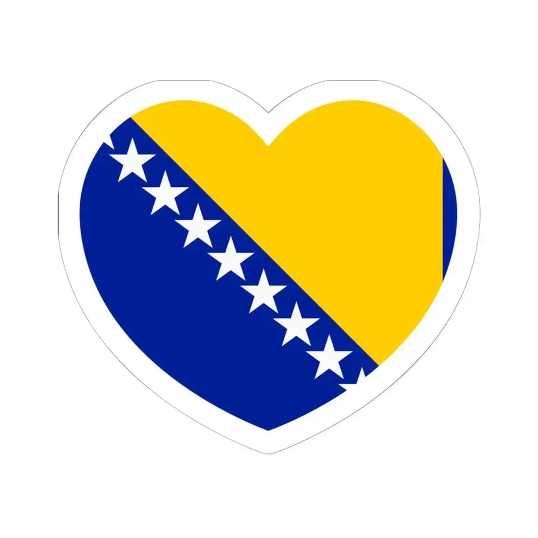 Heart Flag of Bosnia and Herzegovina - STICKER Vinyl Kiss-Cut Decal 6 Inch White - The Sticker Space