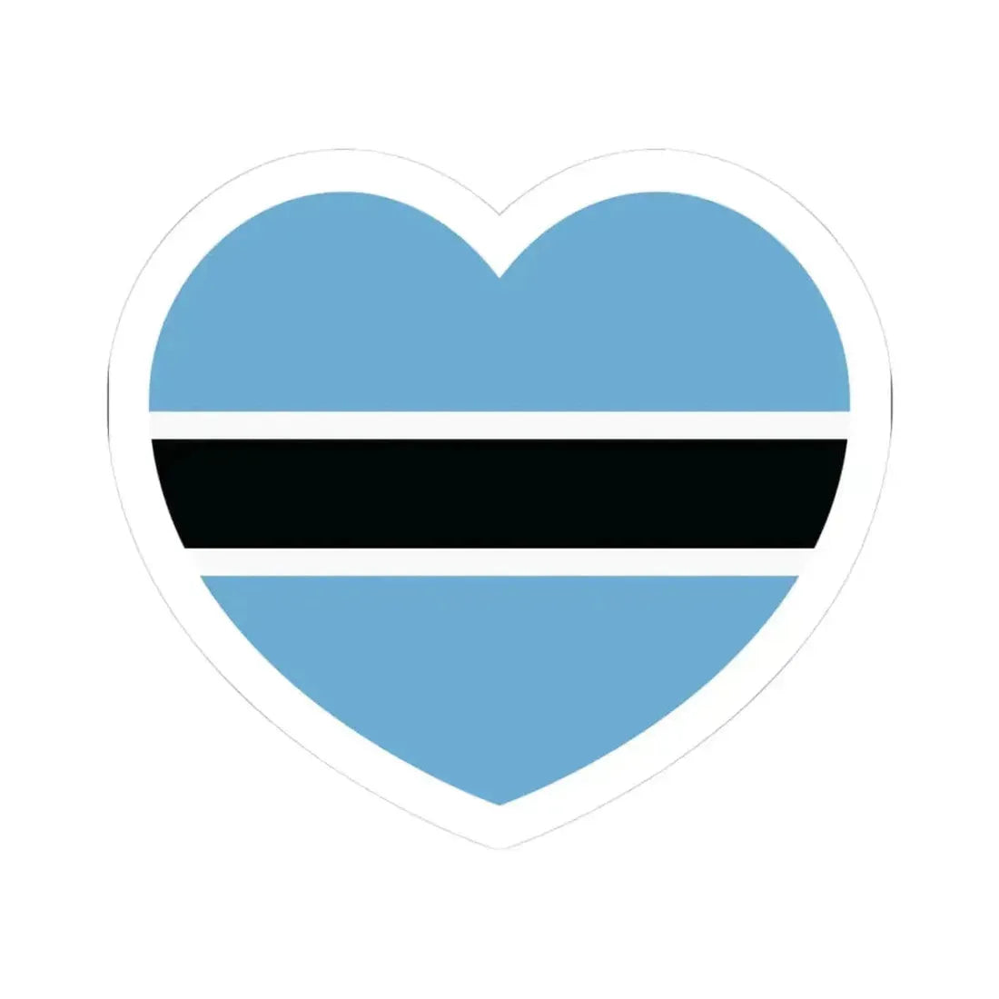 Heart Flag of Botswana - STICKER Vinyl Kiss-Cut Decal 3 Inch White - The Sticker Space