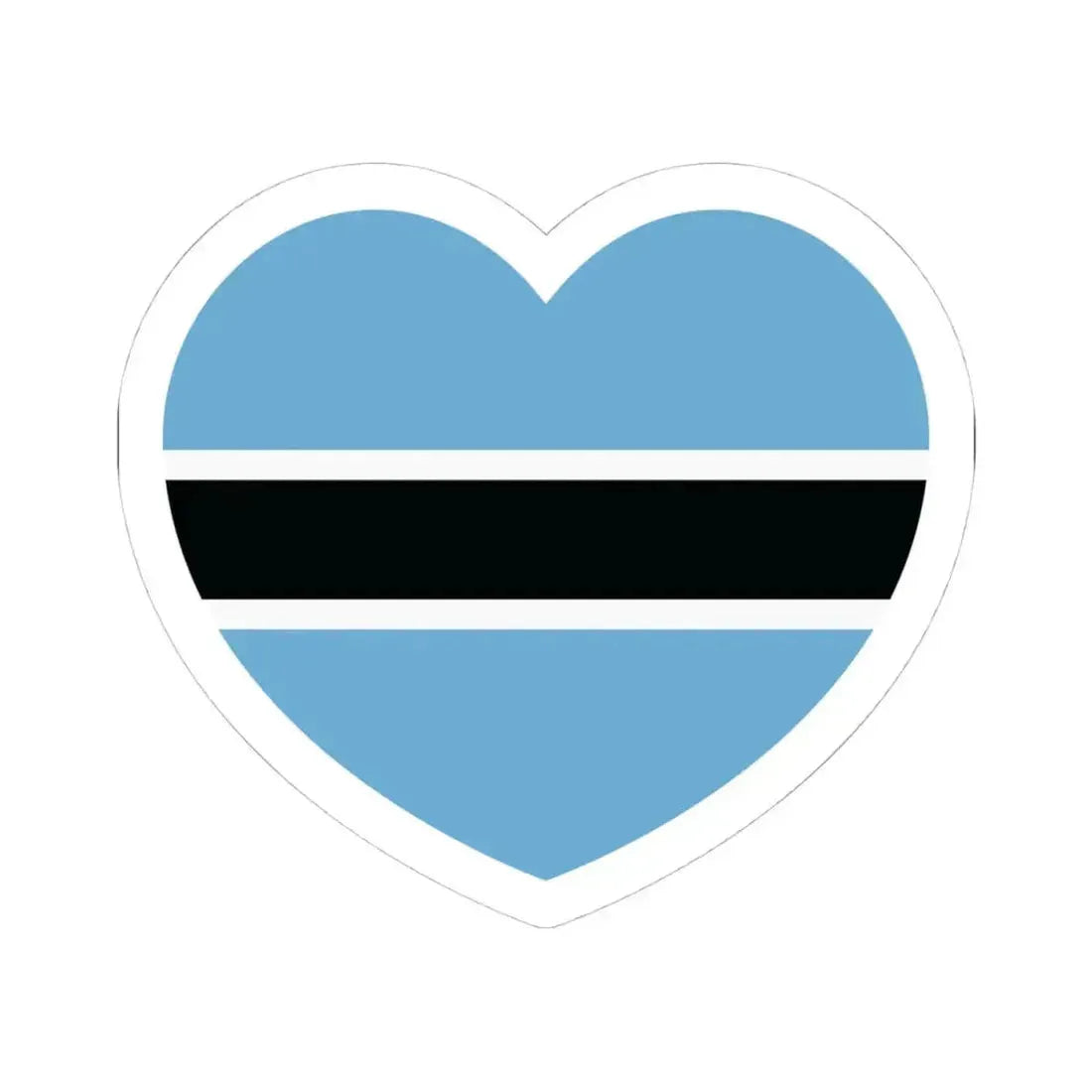 Heart Flag of Botswana - STICKER Vinyl Kiss-Cut Decal 4 Inch White - The Sticker Space