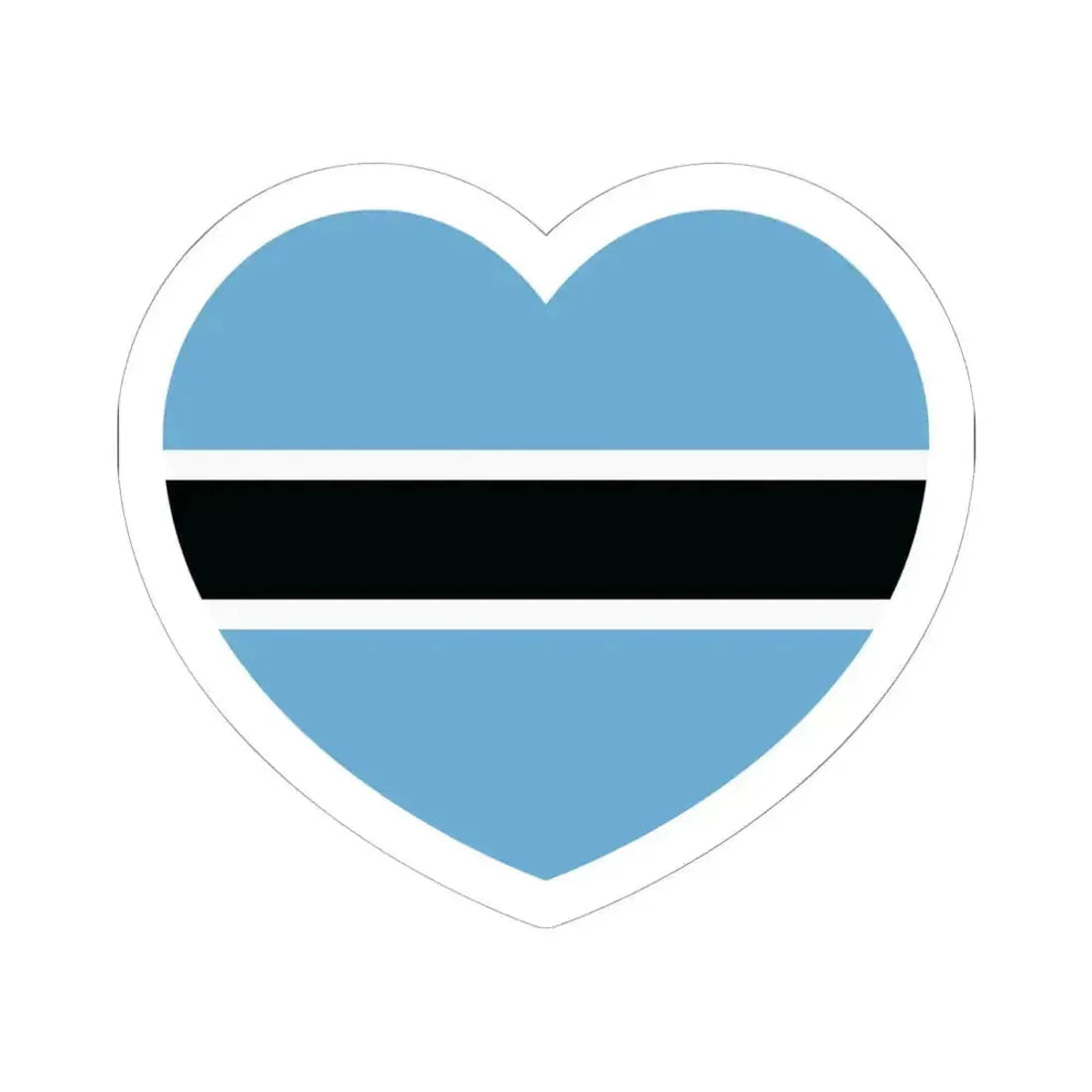 Heart Flag of Botswana - STICKER Vinyl Kiss-Cut Decal 6 Inch White - The Sticker Space