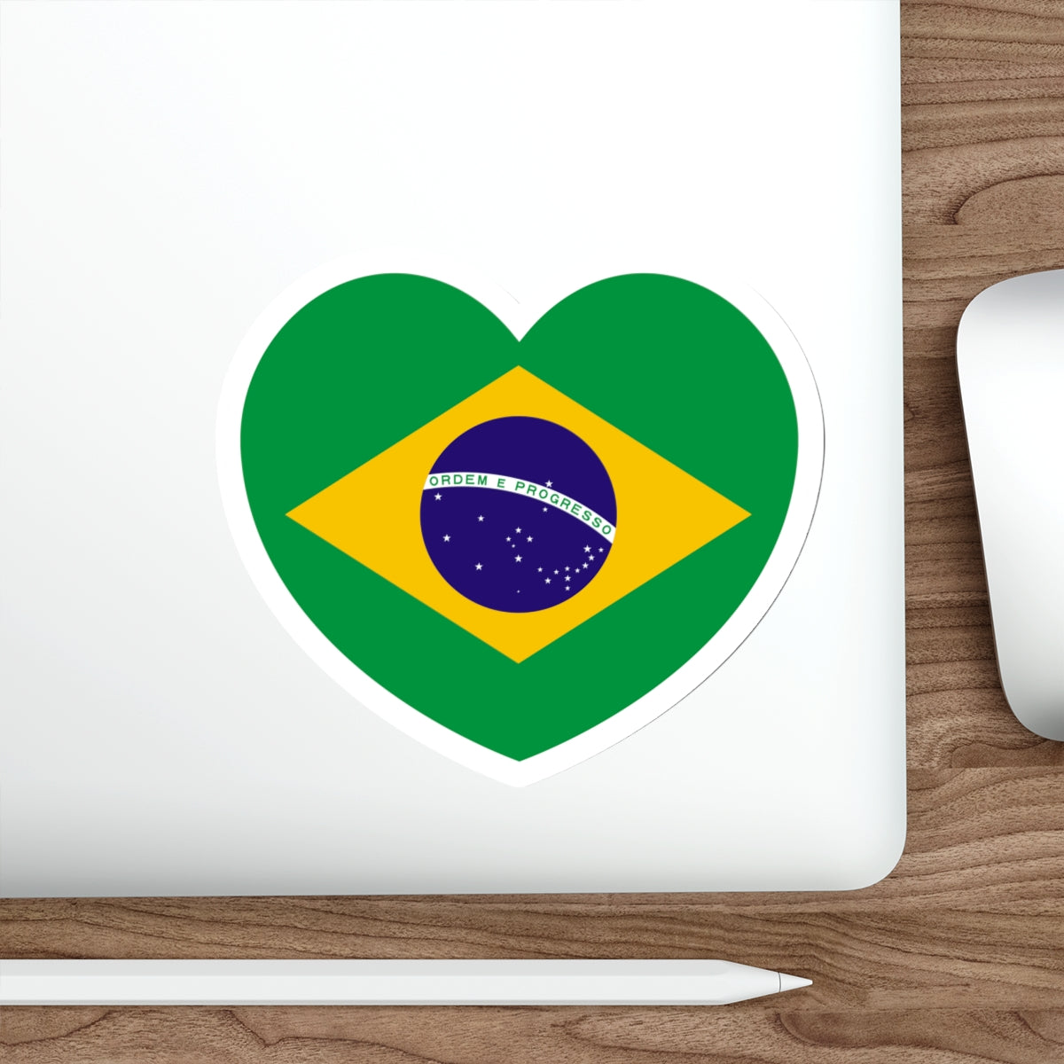 Heart Flag of Brazil 1968-1992 - STICKER Vinyl Die-Cut Decal-The Sticker Space