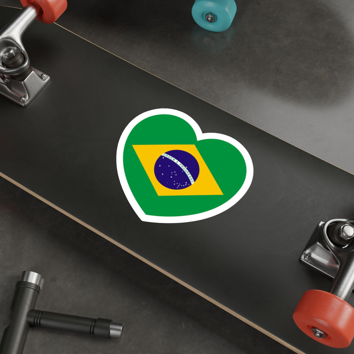 Heart Flag of Brazil 1968-1992 - STICKER Vinyl Die-Cut Decal-The Sticker Space