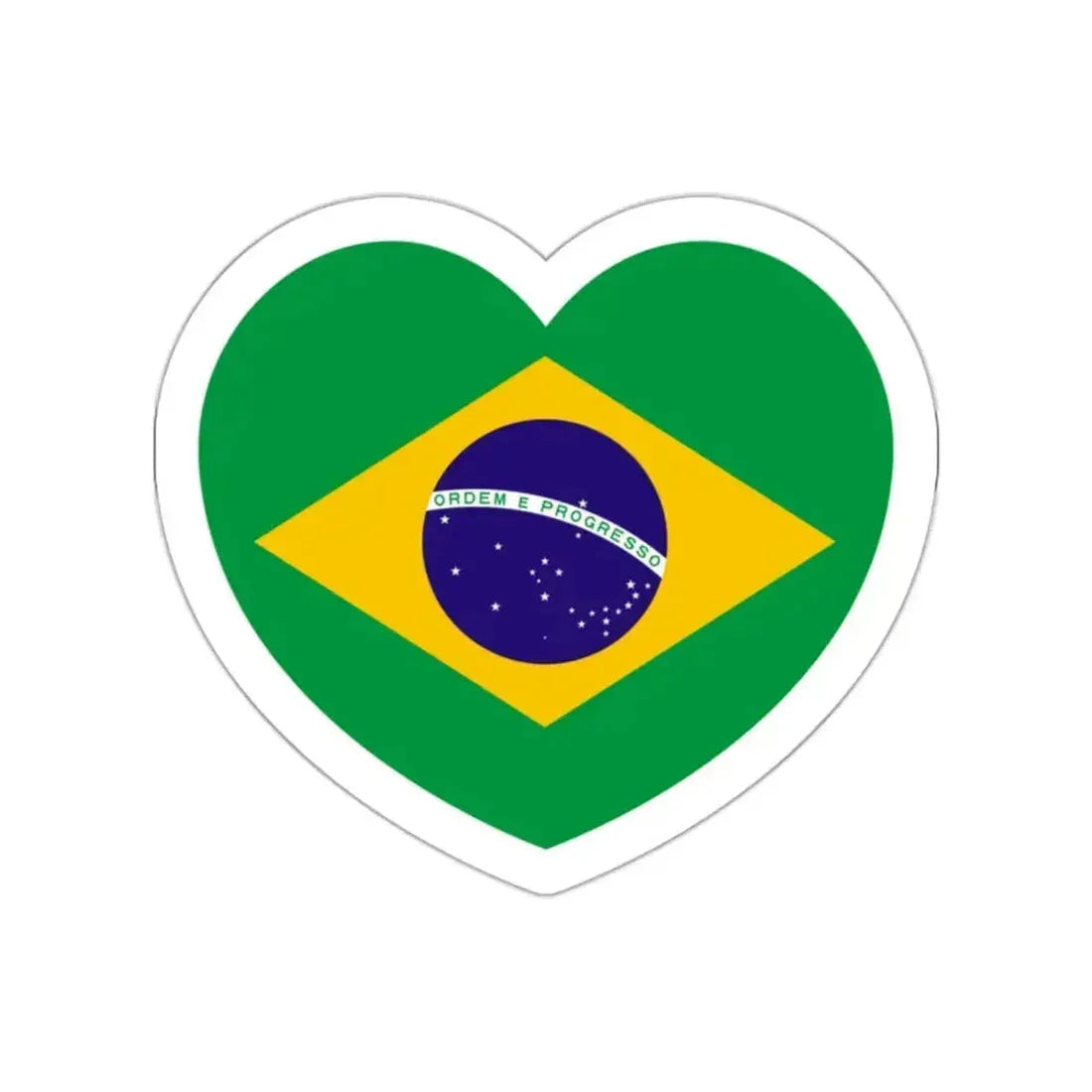 Heart Flag of Brazil 1968-1992 - STICKER Vinyl Die-Cut Decal White Die-Cut 2 Inch - The Sticker Space