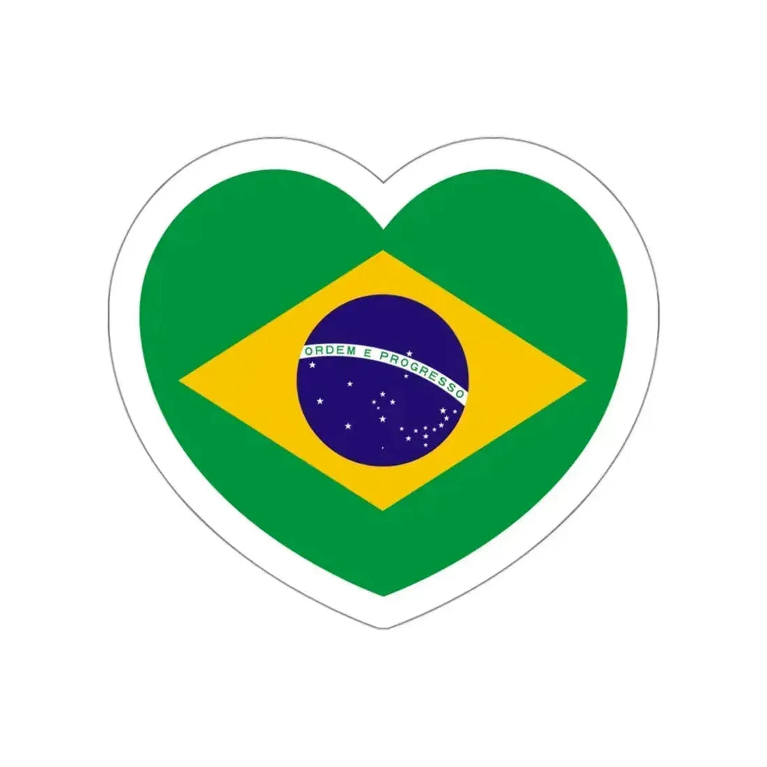 Heart Flag of Brazil 1968-1992 - STICKER Vinyl Die-Cut Decal White Die-Cut 3 Inch - The Sticker Space