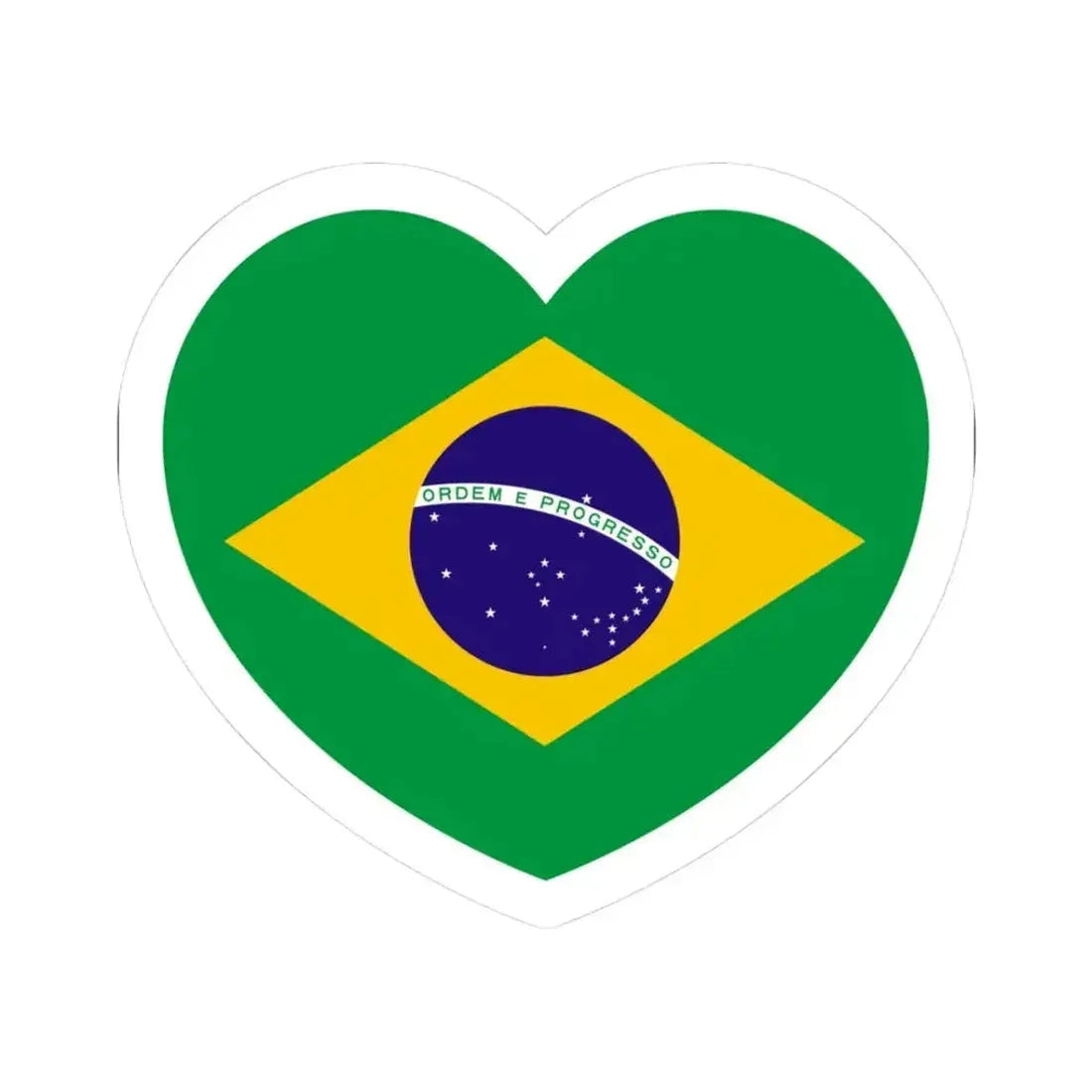 Heart Flag of Brazil 1968-1992 - STICKER Vinyl Kiss-Cut Decal 3 Inch White - The Sticker Space