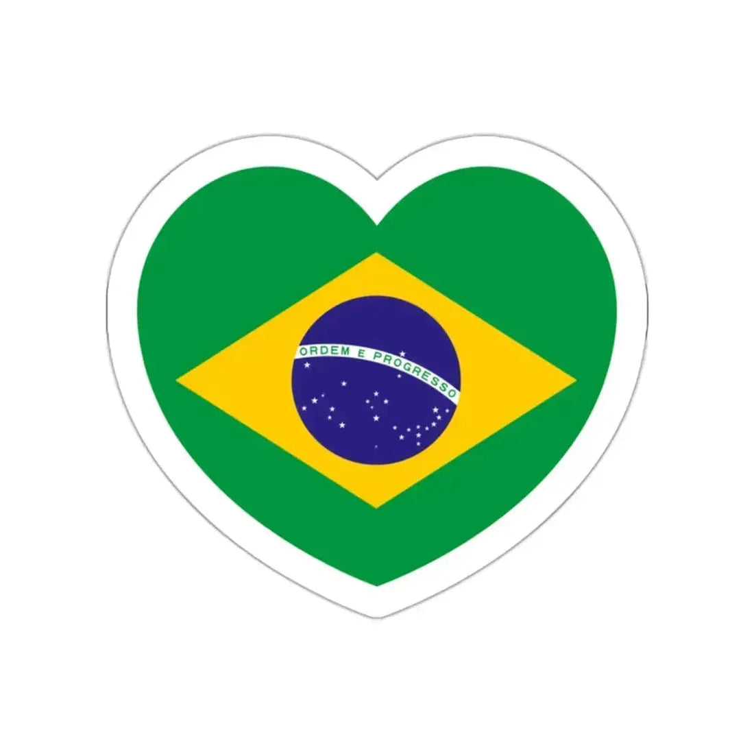 Heart Flag of Brazil - STICKER Vinyl Die-Cut Decal White Die-Cut 2 Inch - The Sticker Space
