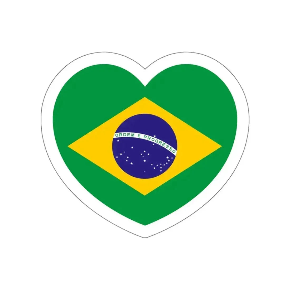 Heart Flag of Brazil - STICKER Vinyl Die-Cut Decal White Die-Cut 4 Inch - The Sticker Space