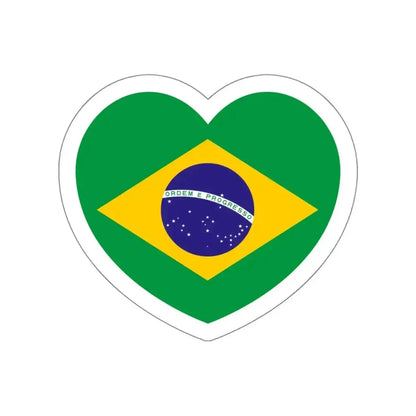 Heart Flag of Brazil - STICKER Vinyl Die-Cut Decal White Die-Cut 4 Inch - The Sticker Space