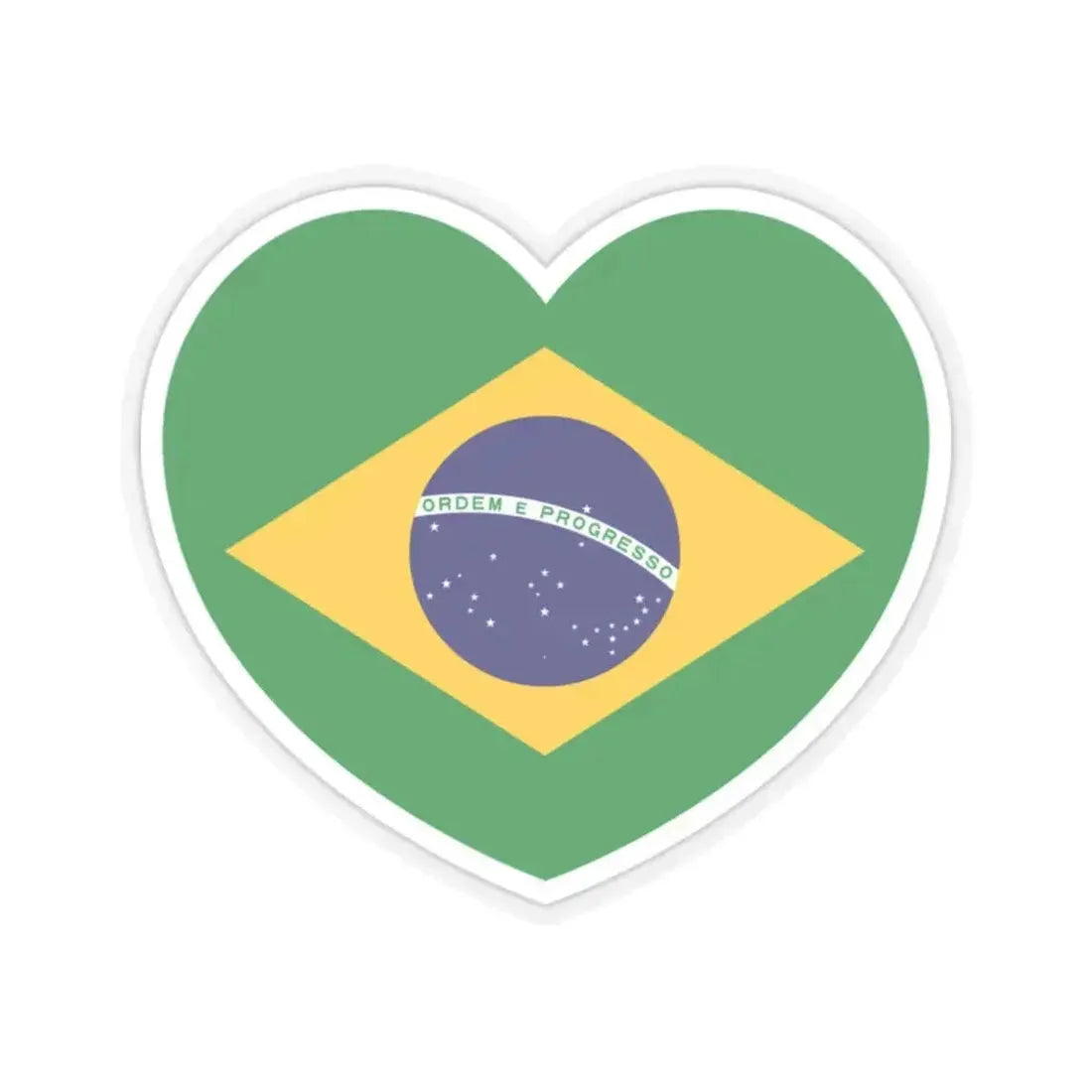 Heart Flag of Brazil - STICKER Vinyl Kiss-Cut Decal 2 Inch Transparent - The Sticker Space