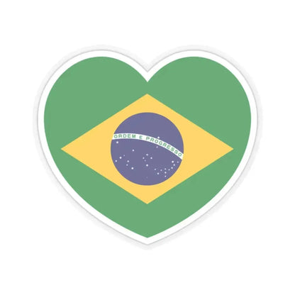 Heart Flag of Brazil - STICKER Vinyl Kiss-Cut Decal 2 Inch Transparent - The Sticker Space