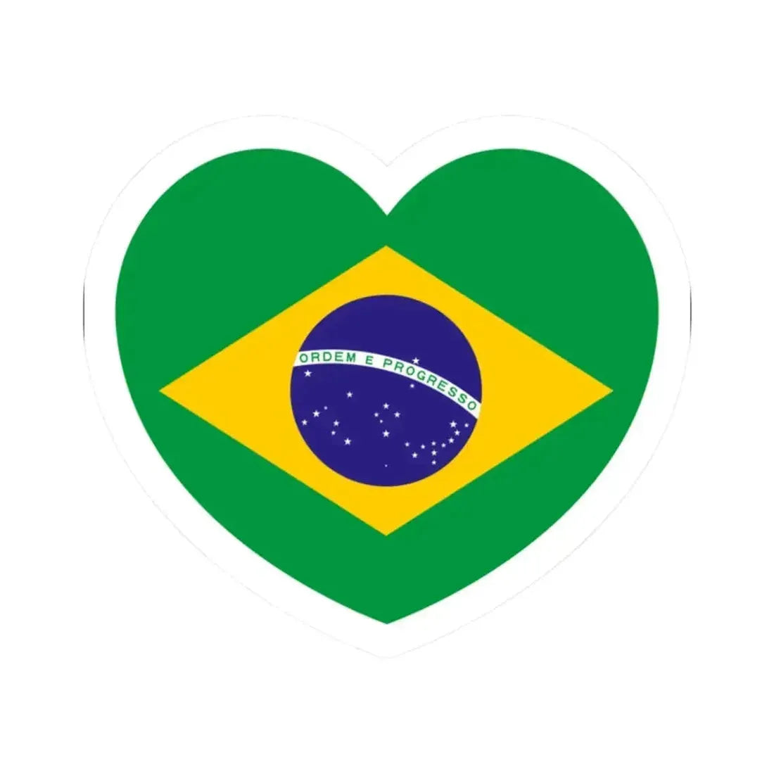 Heart Flag of Brazil - STICKER Vinyl Kiss-Cut Decal 2 Inch White - The Sticker Space