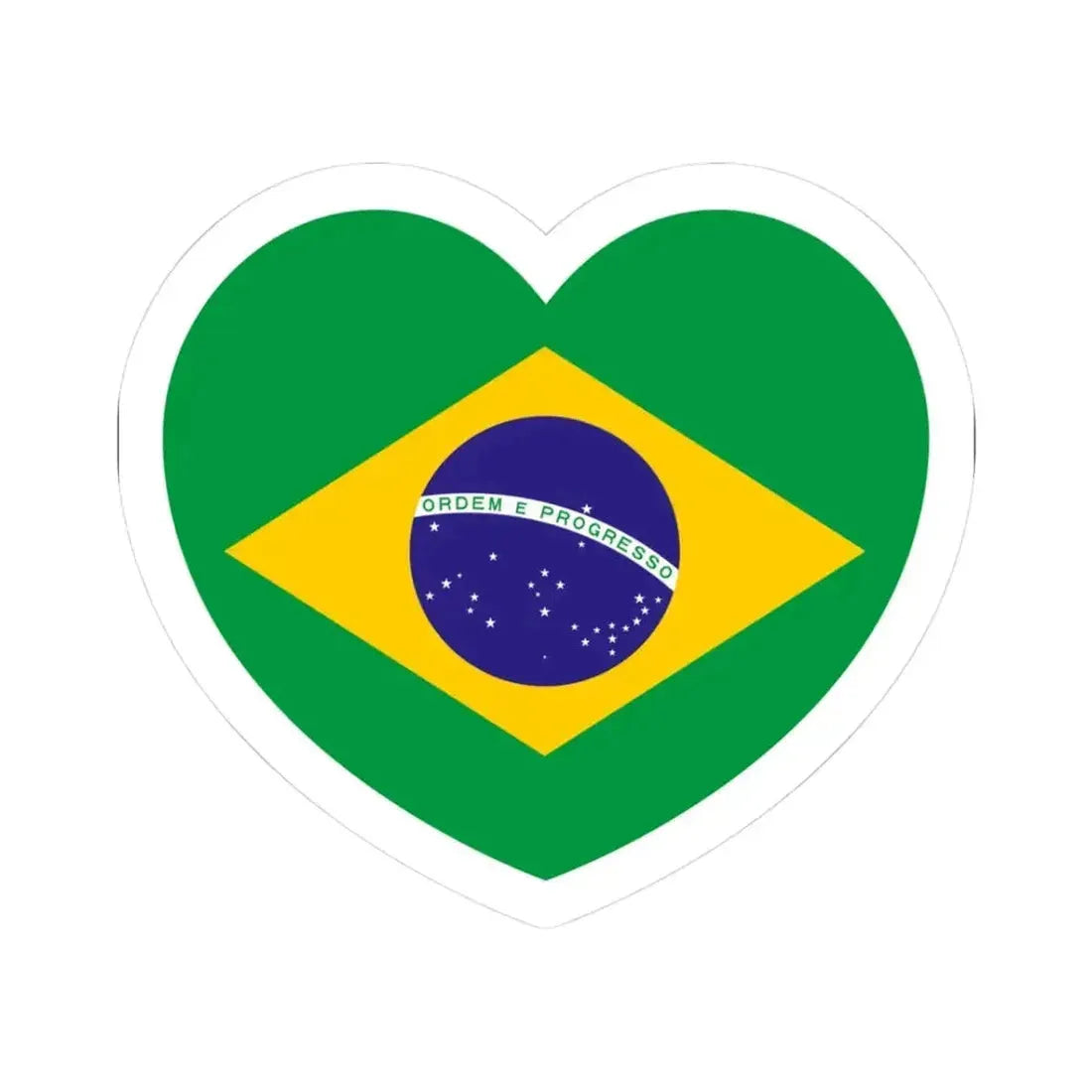 Heart Flag of Brazil - STICKER Vinyl Kiss-Cut Decal 3 Inch White - The Sticker Space
