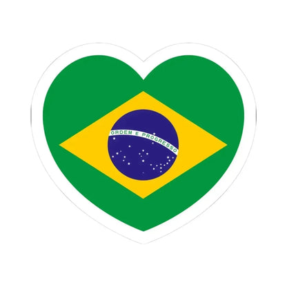 Heart Flag of Brazil - STICKER Vinyl Kiss-Cut Decal 3 Inch White - The Sticker Space